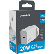 Comsol AC20CW USBC 20W Wall Charger White