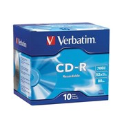Verbatim 94935 CDR 52X 700MB  80min Slim Case 10