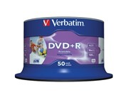 Verbatim 95136 DVDR 47GB Inkjet Printable White Spindle 50