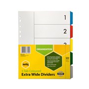 Marbig 36100 Dividers 5 Tab PP A4 Extra Wide