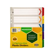 Marbig 36150F Dividers 15 Tab A4 Plastic Extra Wide