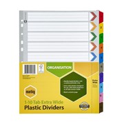 Marbig 36250F Dividers 110 Tab A4 Plastic Extra Wide