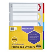 Marbig 38605F Dividers 5 Tab A3 Reinforced Portrait MultiColoured