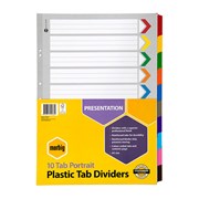 Marbig 38610F Dividers 10 Tab A3 Reinforced Portrait MultiColoured
