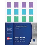 Avery 5412501 Print on Tabs 48 Tabs MultiColoured