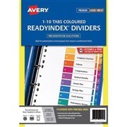 Avery 922004 Customisable Table of Contents Dividers 110 Tab A4 LandscapePortrait Brights
