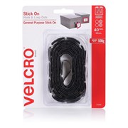 Velcro 25568 Stick On Hook  Loop Dots 22mm Black Pack 40