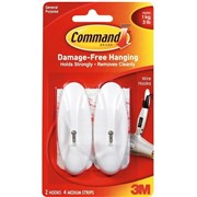 3M 17068 Command Mounting Hooks Wire Medium White Pack 2