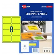 Avery 36102 L7165FY High Vis Shipping Labels Laser 991 x 677mm 8 Per Sheet Fluoro Yellow Pack 25