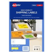 Avery 35947 L7163FY High Vis Shipping Labels Laser 991 x 381mm 14 Per Sheet Fluoro Yellow Pack 25