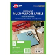 Avery 959018 L7656 Permanent MultiPurpose Labels Laser Inkjet 46 x 111mm 84 Per Sheet Pack 25