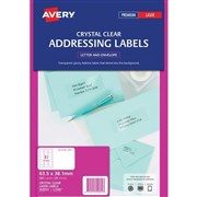 Avery 959055 L7560 Crystal Clear Address Labels Laser 635 x 381mm 21 Per Sheet Pack 25