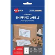 Avery 959406 L7175 Shipping Labels A6 Laser Inkjet 105 x 148mm 1 Per Sheet Pack 25