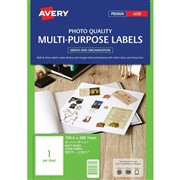 Avery 959770 L7167CI Matt Photo Quality Labels Laser 1996 x 2891mm 1 Per Sheet Pack 20