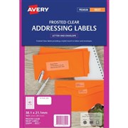 Avery 936009 J8551 Address Labels Inkjet 381 x 212mm 65 Per Sheet Frosted Clear Pack 25