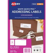 Avery 936107 J8159 Address Labels Inkjet 64 x 338mm 24 Per Sheet Pack 50