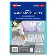Avery 980040 L7427 Fabric Name Badge Labels Laser 88 x 52mm 10 Per Sheet 15 Sheets