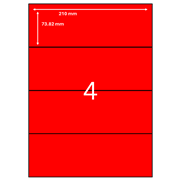 LA44LHF Red  L7171 Lever Arch Laser Labels 210 X 738mm 4 Per Sheet Pack 100