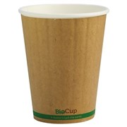 BIOCUP Double Wall Coffee Cup Kraft Brown Green Stripe 12oz 355ml 40pkt BCK12DWGS