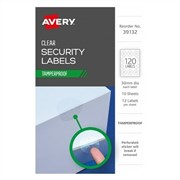 Avery 39132 Clear Security Labels 30mm Round Pack 10 Sheets