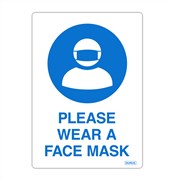 Please Wear a Face Mask Adhesive Decal 105mm x 148mm White and Blue Pack 2