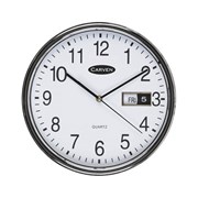 Carven CL285SLCD Round Wall Clock with LCD Date Silver Rim