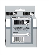 Dymo Rhino 18489 Tape Flexible Nylon Black on White 19mm