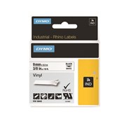 Dymo Rhino 18443 Tape Vinyl Black on White 9mm