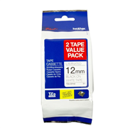 Brother TZE231V2 PTouch Tape Black on White 12mm Pack 2