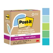 Post It 654R5SST Super Sticky Recycled Notes 76 x 76mm Oasis Pack 5