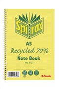 Spirax 812 Notebook A5 Recycled 70 120 Page Side Open