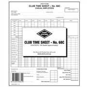 Zions 68C Club Time Sheets Casual Pack 100
