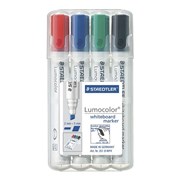 Staedtler 351BWP4 Lumocolor Whiteboard Marker Chisel Assorted Wallet 4