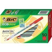 BIC Ecolutions Round Stic Ballpoint Pen Medium Red Box 50