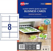 Avery 936229 Business Cards 8 per sheet C32028 Double Sided Glossy White Pack 10