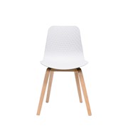 Lucid Visitor Chair White Polypropylene Shell Light Oak Timber Base