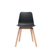 Lucid Visitor Chair Black Polypropylene Shell Light Oak Timber Base