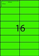 A416FG Fluoro Green Laser Labels 105 x 37mm 16 Per Sheet Pack 100