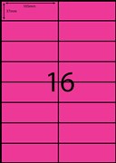 A416FP Fluoro Pink Laser Labels 105 x 37mm 16 Per Sheet Pack 100