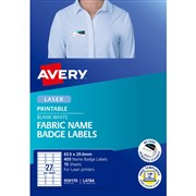 Avery 959170 Fabric Name Badge Labels Laser 296 x 635 mm 27 Per Sheet 15 Sheets