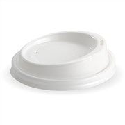 BIOPAK Bio Cup Lid 90mm PS White Large suit 820oz Pack 50