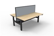 Boost Plus Back to Back Workstation with Screen 1800mm x 750mm Black Frame with Natural Oak Top