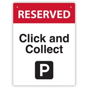 Click and Collect Wall Sign 225mm x 300mm White Black and Red