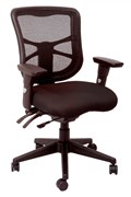 Dam Mesh Back 3 Lever Chair with Seat Slider Ratchet Back in Black Fabric  Black Base with Arms