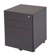 Pedestal Metal Mobile 3 Drawers 1 x File  2 Box Drawers Black Ripple