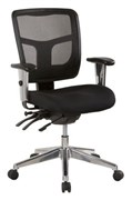 Oyster 1L Low Mesh Back Chair with Height Adjustable Arms  Back 3 Lever  Chrome Base Black Fabric