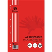 A4 Reinforced Loose Leaf Refills Pack 500