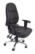 PU300 High Back Clerical Chair Chrome Base  Adjustable Arms Black PU