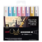 Uni PWE5M Chalk Marker Bullet 25mm Assorted Wallet 8