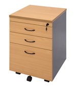 Pedestal Mobile 2 x File Drawers Lockable Beech Ironstone